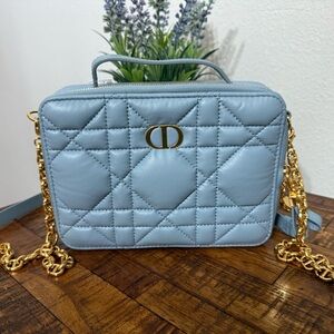 Dior Caro Blue Quilted Crossbody Bag